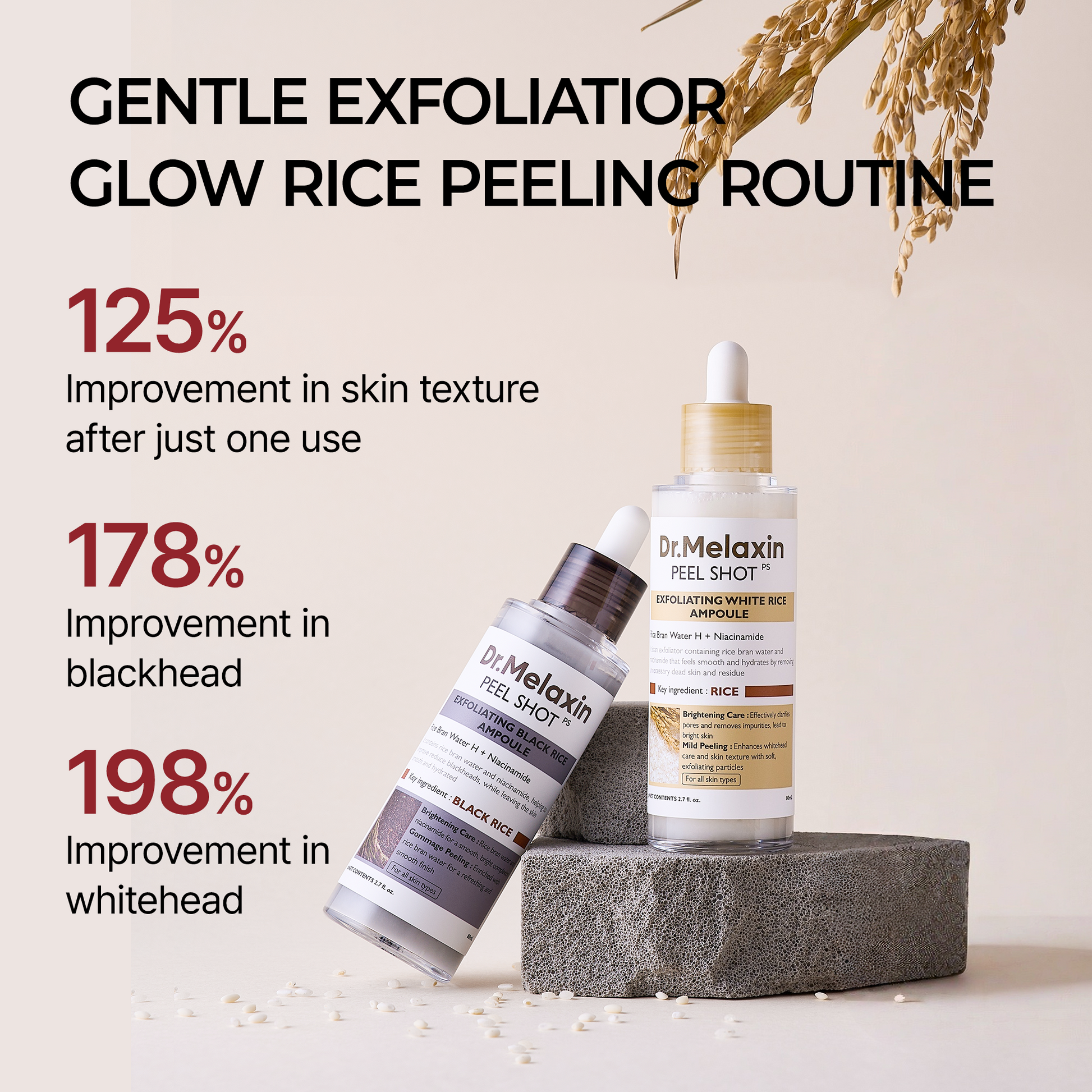 Peel Shot Glow Rice Peeling Ampoule 80ml 2-Pack Bundle